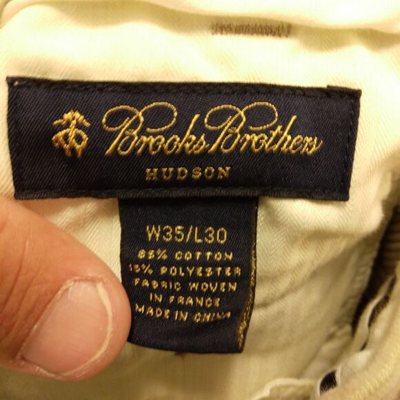 Brooks Brothers Hudson Corduroy pants mens 35x30 khaki tan flat front dress - Picture 6 of 7